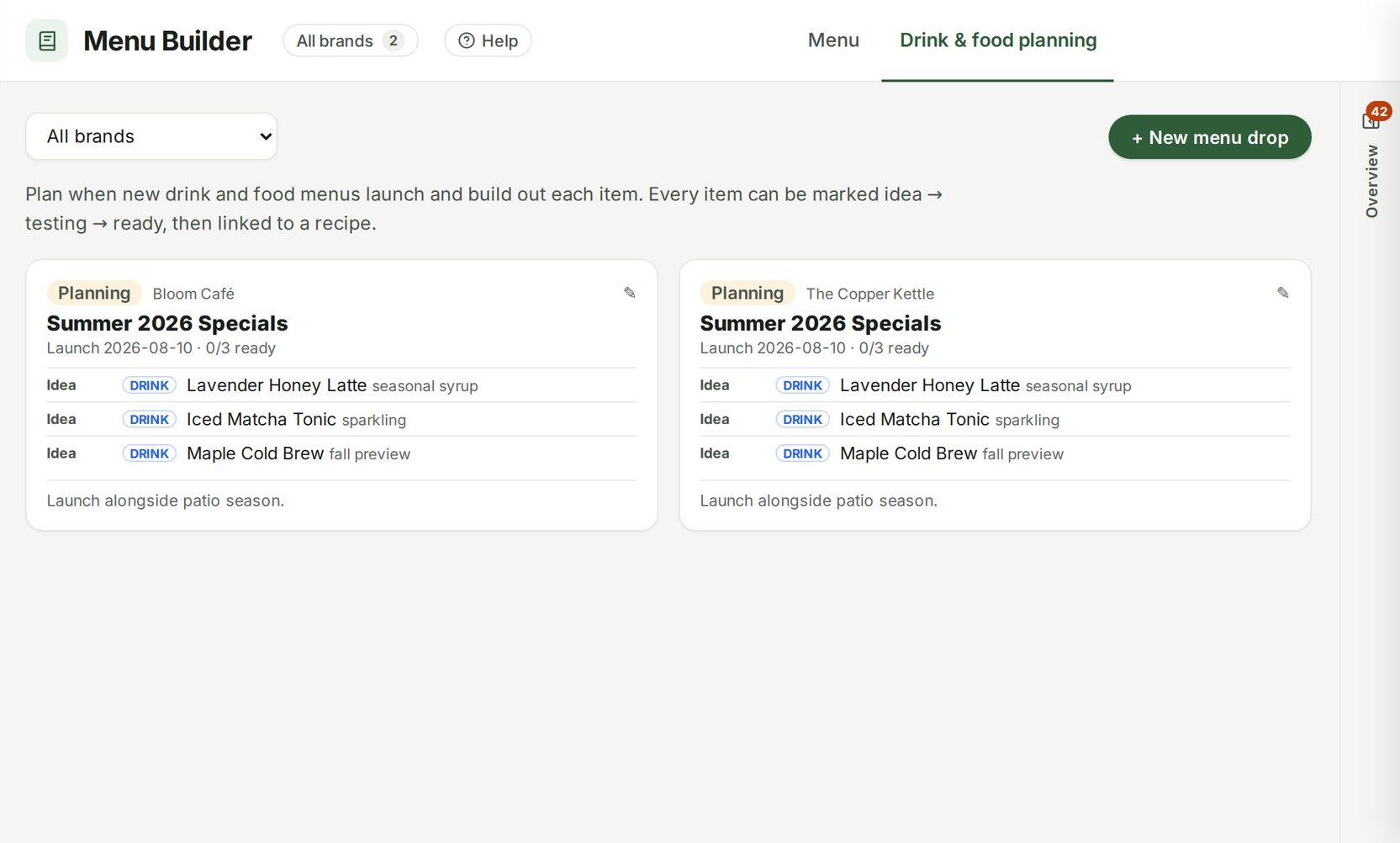 Menu planning
