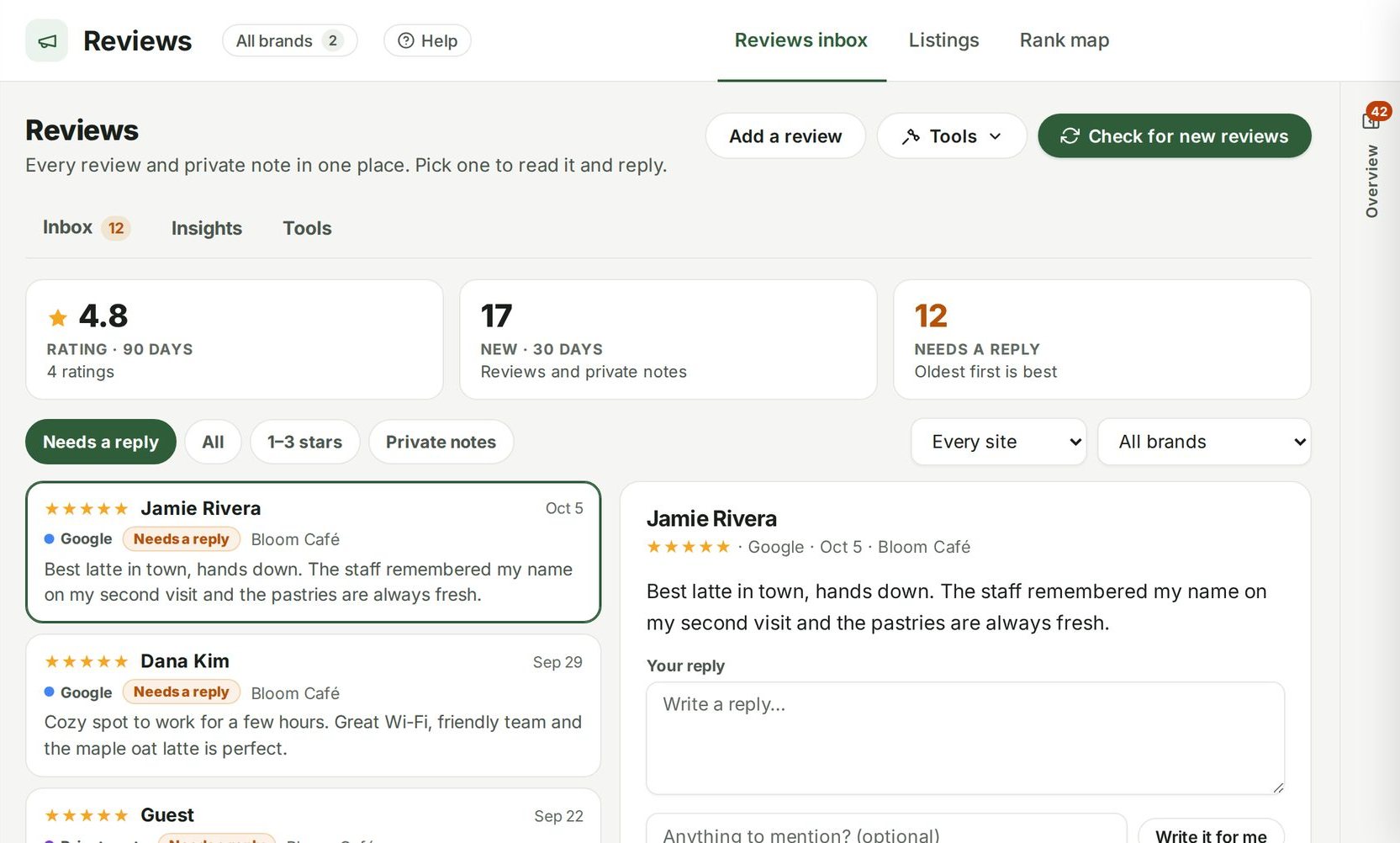 Reviews & feedback